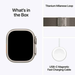 Apple Watch Ultra 3 GPS + Cellular 49mm Natural Titanium Case with Natural Titanium Milanese Loop - Large MF0E4AF/A